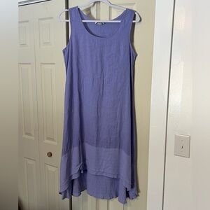 100% Linen Purple/Periwinkle Color Dress Size S